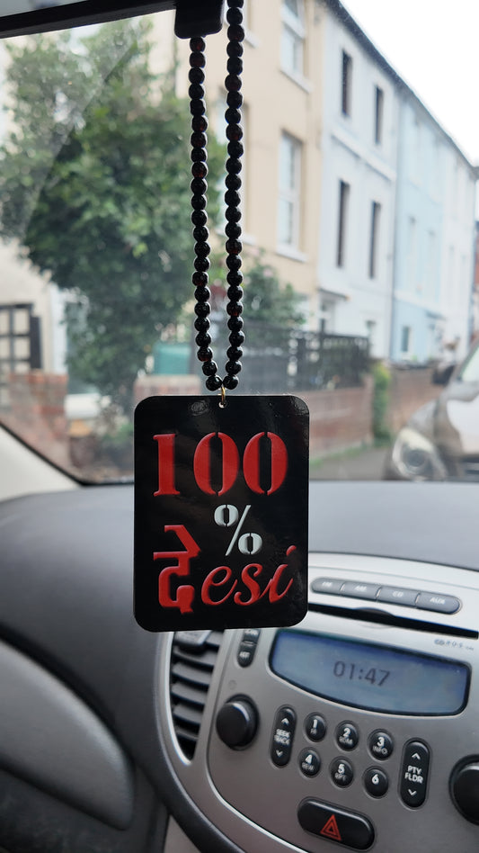 Desi Swag 100% देसी Car Hanging – Acrylic & Chain Design