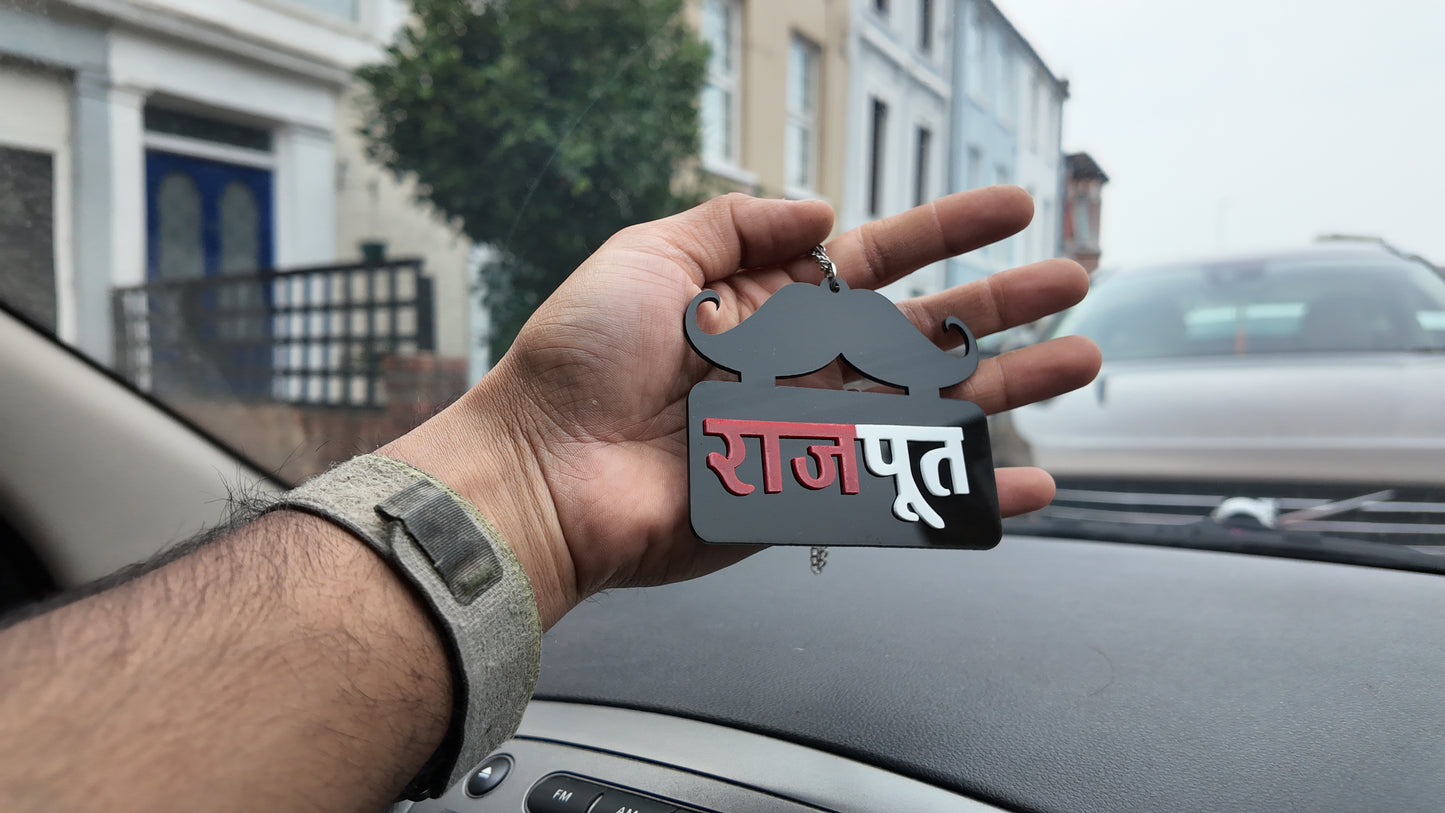 राजपूत (Rajput)Stylish Car Hanging with Moustache Design – Premium Acrylic Accessory