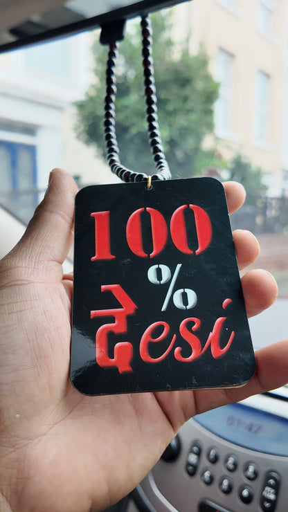 Desi Swag 100% देसी Car Hanging – Acrylic & Chain Design