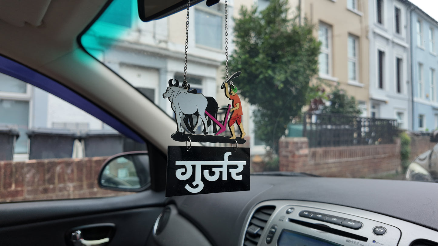 Gurjer (गुर्जर)Premium Stylish Car Hanging with Moustache Design – Premium Acrylic Accessory